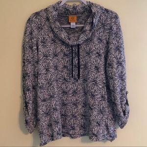 ruby rd. navy & white mock neck top